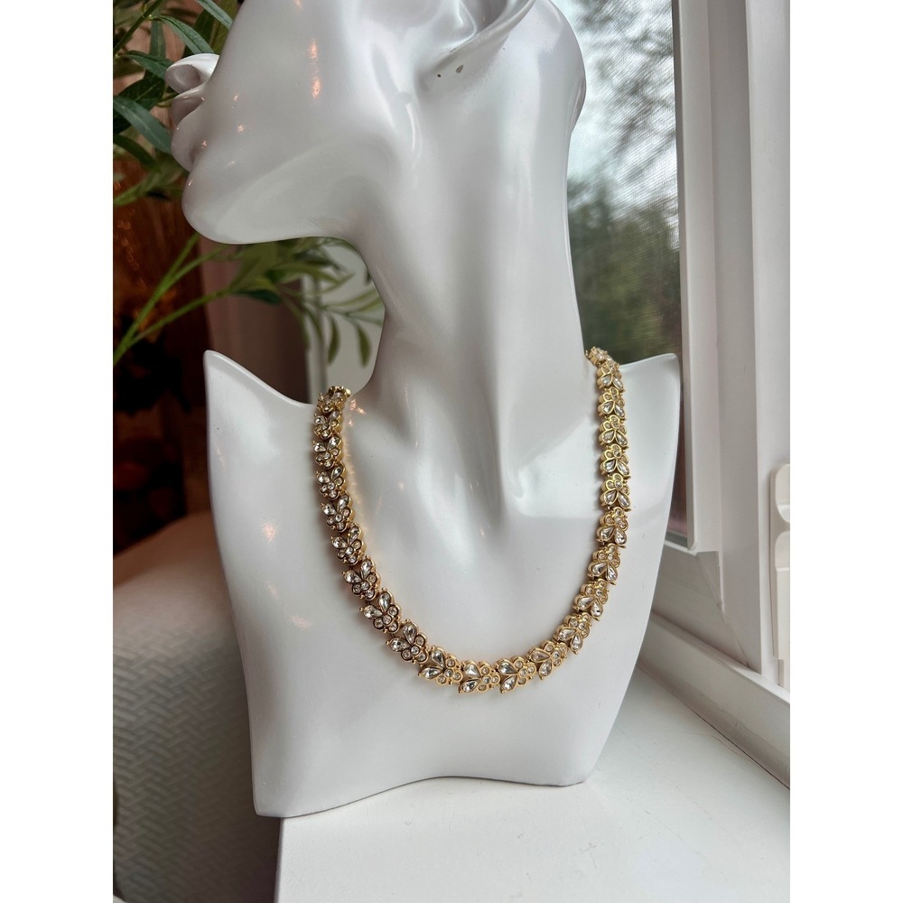 Vintage Avon Tone Crystal Floral Cluster Collar Necklace - Picture 3 of 12